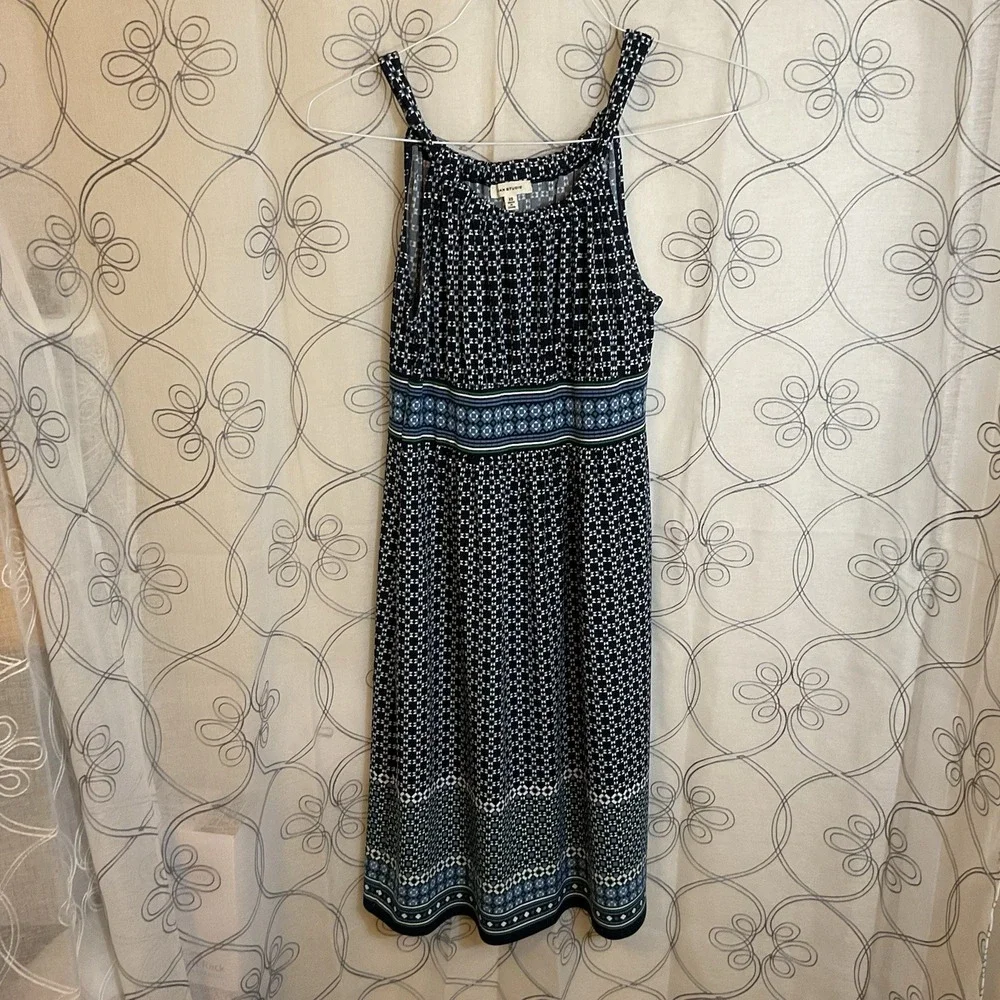Women's Max Studio‎ Blue Geometric Print Sundress - Size XS